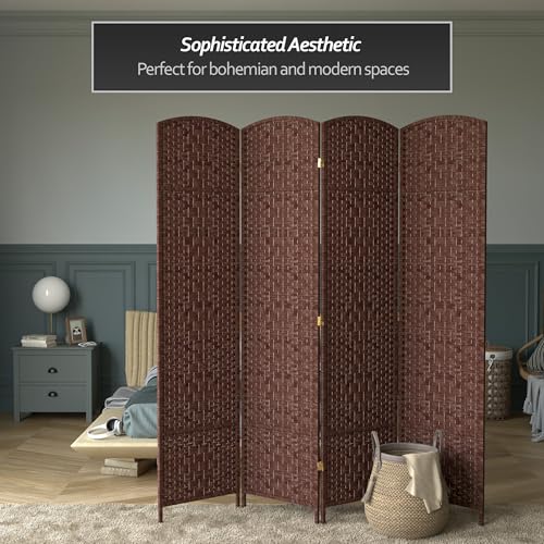 Red Lantern 7 ft. Tall Diamond Weave Dark Beige-6 Panels Room Divider