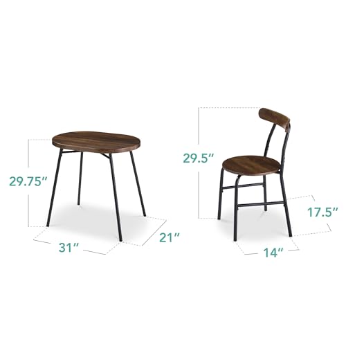 Best Choice Products 3-Piece Modern Oval Dining Table Set, Small Kitchen Dinette w/ 2 Chairs, Metal Frame, Curved Backrests - Dark Brown/Black