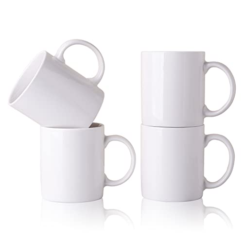 Sublimation Mugs Blank, 12 OZ White Ceramic Sublimation Cups, Bulk Mugs for Coffee, Milk, Latte, Hot Cocoa, Set of 4