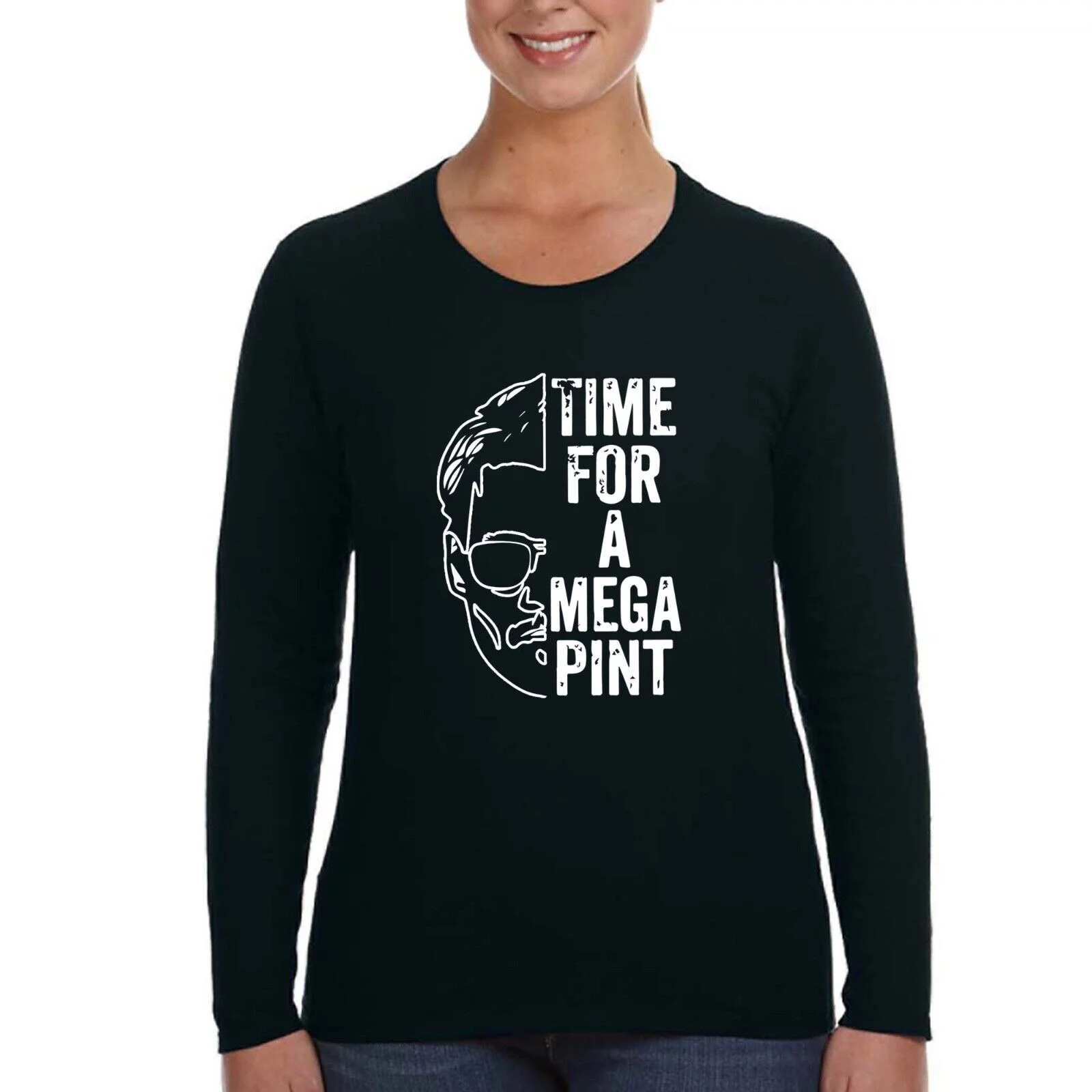 XtraFly Apparel Women's Time for Mega Pint Long Sleeve Shirt, Johnny Depp T-Shirt, Amber Heard