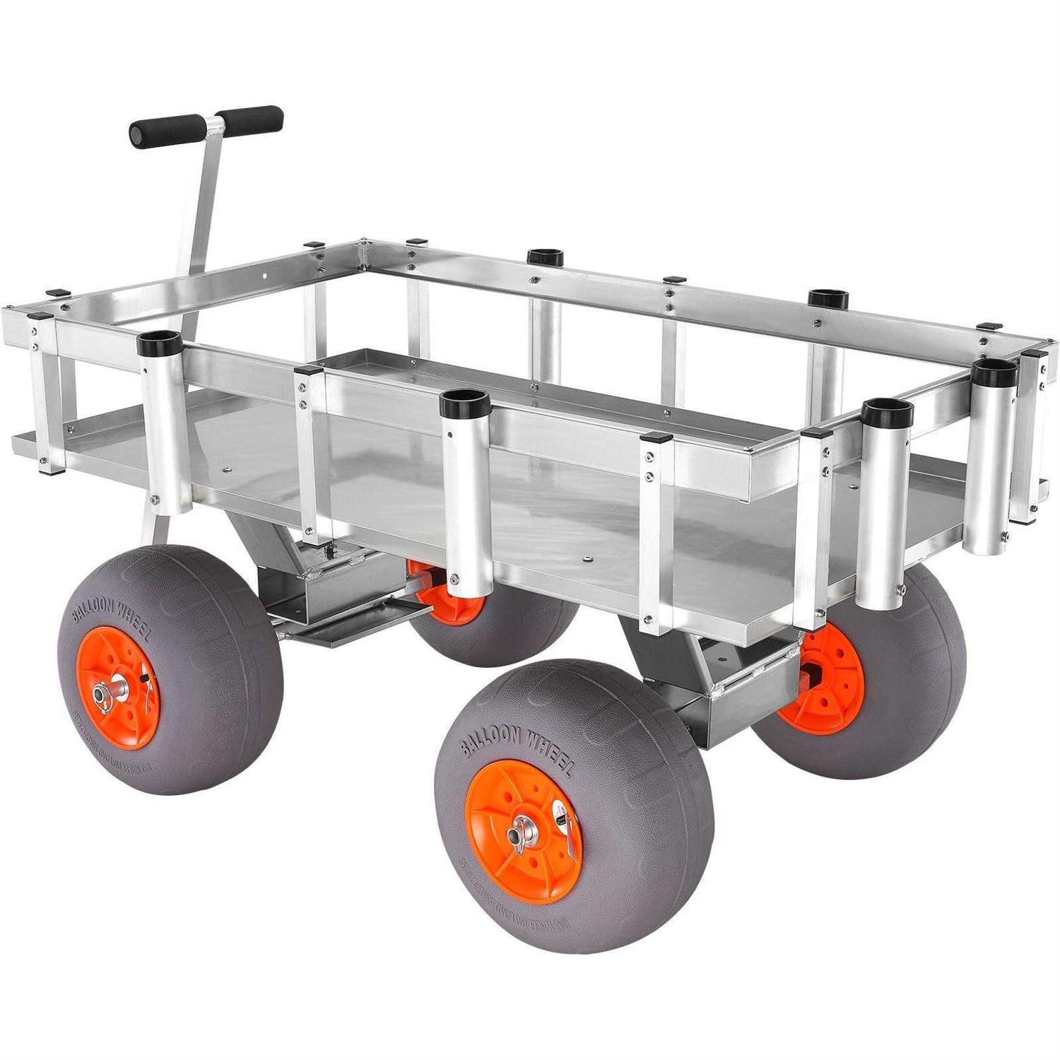 VEVOR Beach Fishing Cart 500 lbs Load Capacity Fish and Marine Cart with Four 13 Big Wheels PU Balloon Tires for Sand Heavy-Duty Aluminum Pier - Shop Hardware Tools Online Store