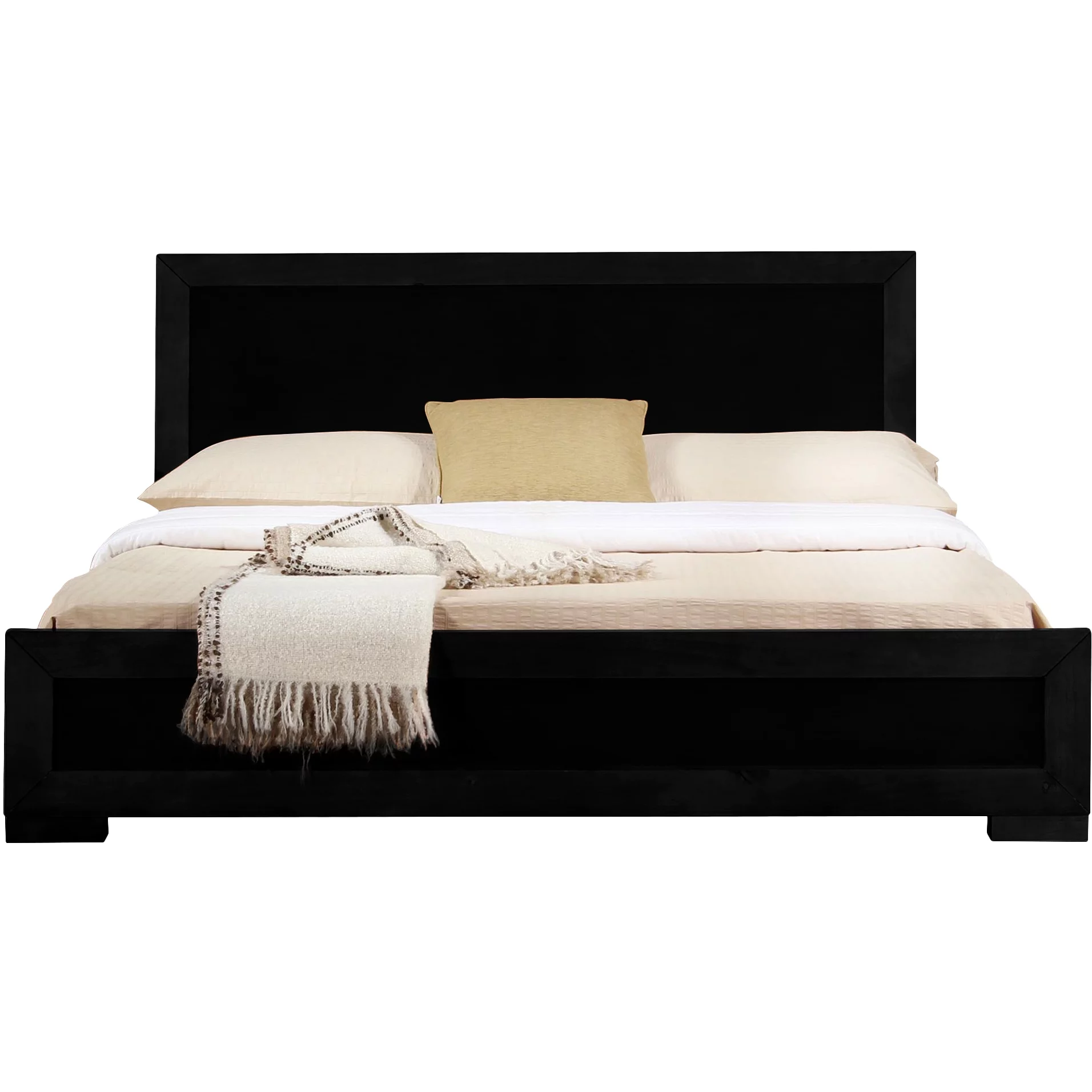 Camden Isle Trent Platform Bed | Paneled Headboard and Footboard | Queen, Black