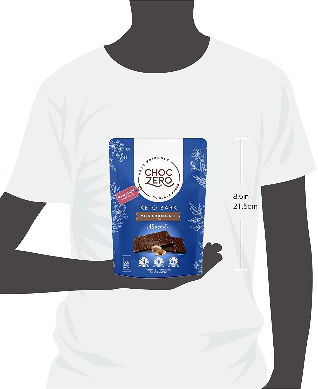 ChocZero, Keto Bark, Milk Chocolate, Almond, 6 Bars, 1 oz Each Pack of 2