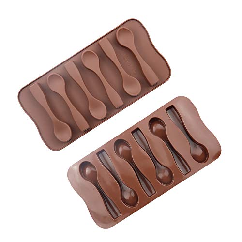 Chocolate Spoon Silicone Molds for Chocolate & Peppermint Candy – Perfect for Cocoa Bombs and Hot Chocolate Bombs- Set of Two- Includes Exclusive Chocolate Spoon Recipe