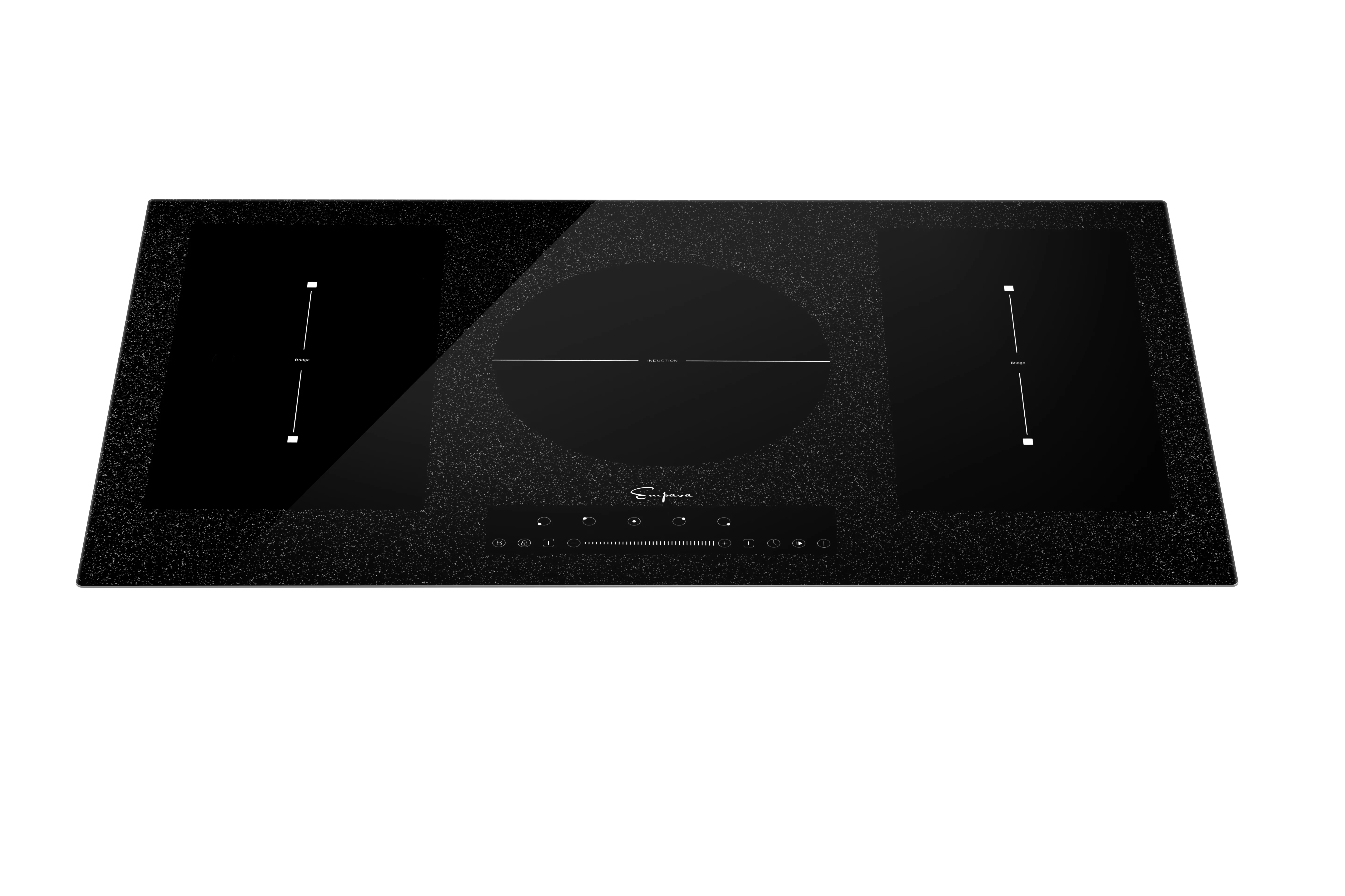 Empava 36 inch Built-in Electric Stove Induction Cooktop with 5 Booster Burners Including 2 Flexi Bridge Element in Black