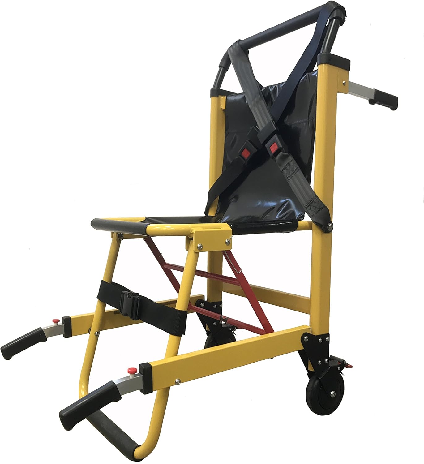 LINE2design EMS Stair Chair 70015-Y Medical Emergency Patient Transfer - 2-Wheel Deluxe Evacuation Chair - Ambulance Transport Folding Stair Chair Lift - Load Capacity: 400 lb. Yellow