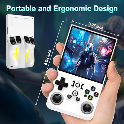R36MAX Handheld Retro Game Console,Retro Video Game Console Built-in Games,4.0 inch IPS Screen,Linux System with Professional Gaming Chip,4000mAh Rechargeable Battery(Transparent Gray)