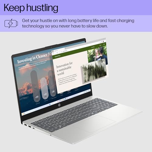 HP 15.6 inch Laptop, HD Touchscreen Display, AMD Ryzen 3 7320U, 8 GB RAM, 256 GB SSD, AMD Radeon Graphics, Windows 11 Home, Natural Silver, 15-fc0399nr