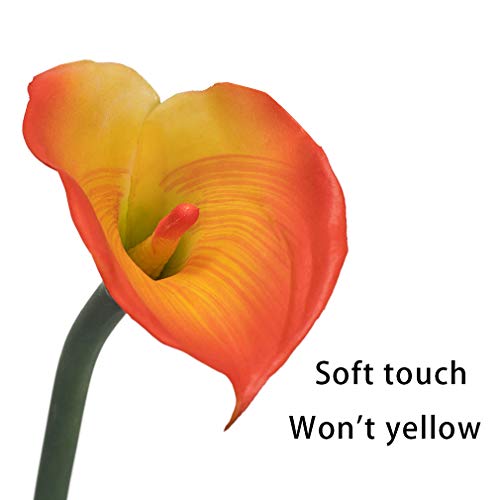 Artificial Flowers Calla Lilly 25.6'' Large Latex Fake Bouquet Soft Real Touch Long Stem Plants 5 Pcs for Home,Living Room,Bedroom,Dining Table,Office,Weddings Party Garden Décor(Yellow)