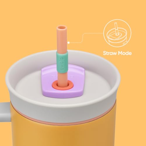 Owala Stainless Steel Triple Layer Insulated Travel Tumbler with Spill Resistant Lid, Straw, and Carry Handle, BPA Free, 40 oz, Dusty Pink (Yoga Rose)