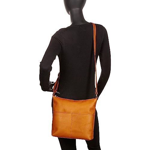 Full-Grain Colombian Leather Carefree Top-Zip Shoulder Bag with Adjustable Strap and Smart Phone Holder