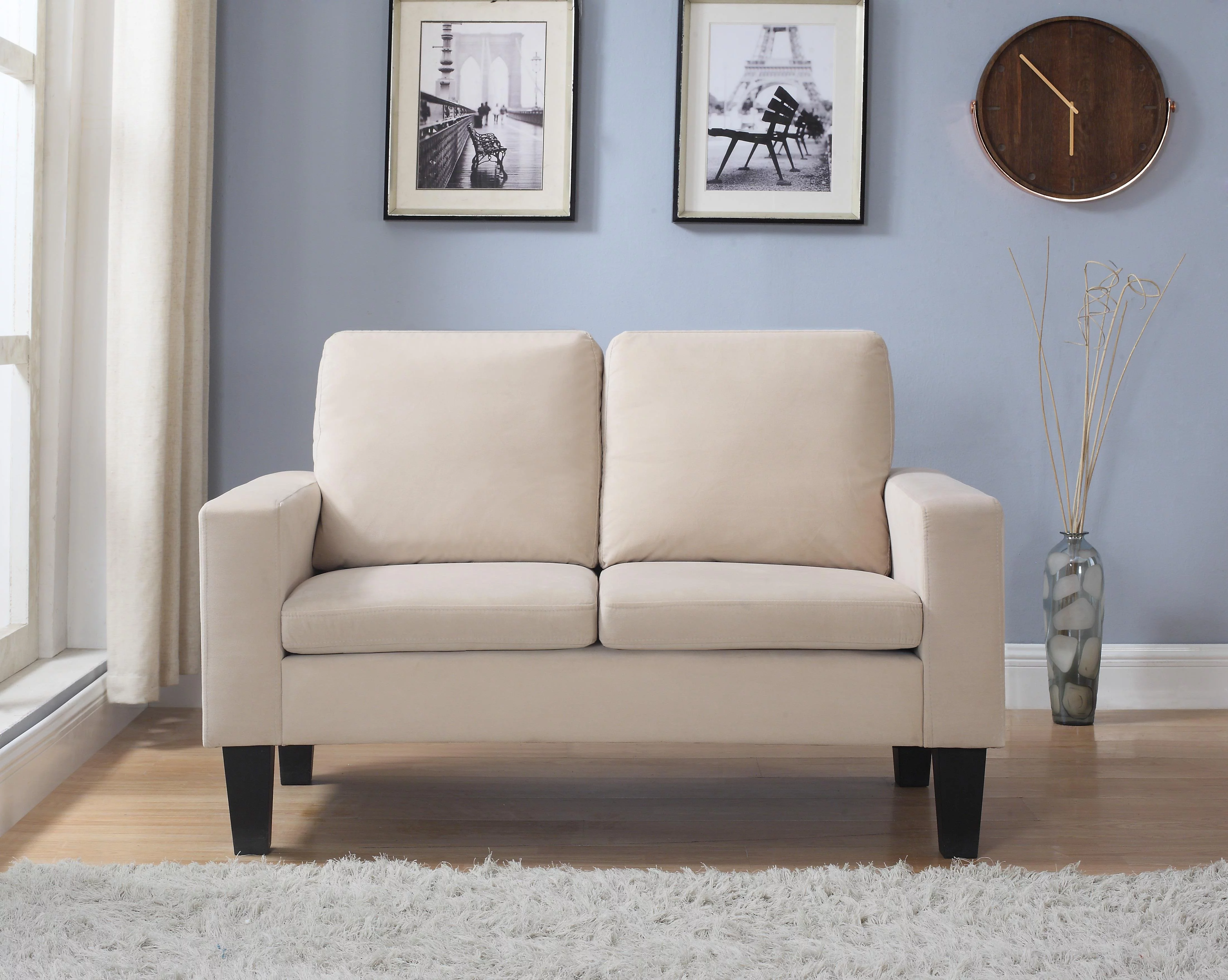 Nathaniel Home Microfiber Loveseat-Color:Beige
