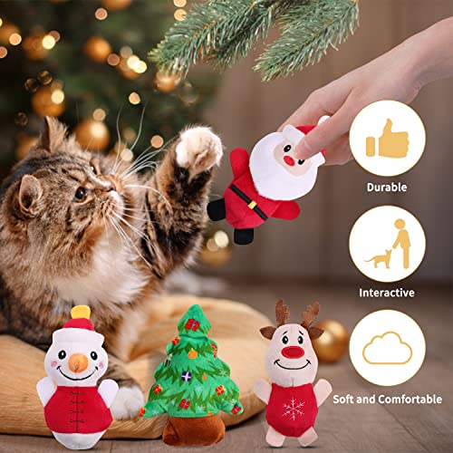 Malier 6PCS Cat Christmas Toys - Indoor Catnip Filled Teething Chew Toys, Cute Plush Kitty Kitten Exercise Toys (Christmas)