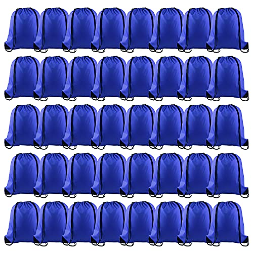 KUUQA 40Pcs Blue Drawstring Backpack Bags Sack Drawstring Bags Bulk String Backpack Storage Bags for Sport Gym Traveling