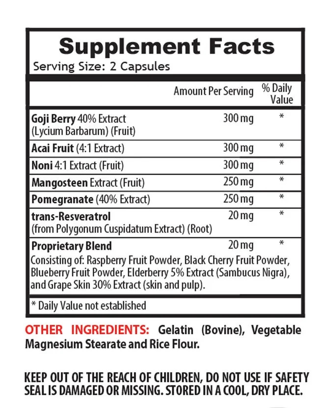 GOJI BERRY Fat Burner 1440mg - energy bosting pills 60 Capsules