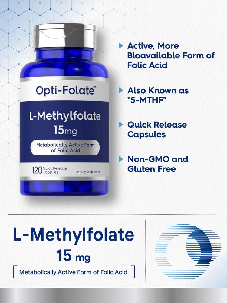 L Methylfolate 15mg | 120 Capsules | Methyl Folate 5-MTHF | by Opti-Folate