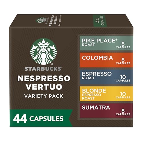 Starbucks by Nespresso Favorite Variety Pack Coffee & Espresso (44-count single serve capsules, compatible with Nespresso Vertuo Line System)