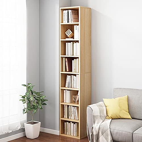 IOTXY Small Narrow Corner Bookcase - 71 Inches Tall Gap Freestanding Storage Cabinet, 8 Lattices Open Shelves Tower Rack, Cubes Bookshelf in White
