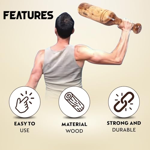 KNK MUGDAR FITNESS BAR INDIAN CLUB MUDGAR BHEEM MACE SHOULDER EQUIPMENT MEEL KARLA KATAI MUGDAL FITNESS DURABLE WOODEN EQUIPMENT