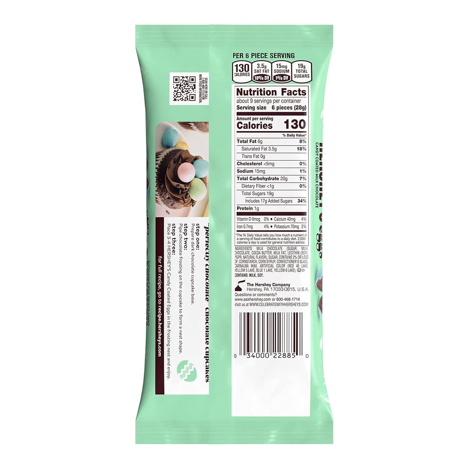 HERSHEY'S Candy Coated Milk Chocolate Eggs, Easter Candy Bag, 9 oz