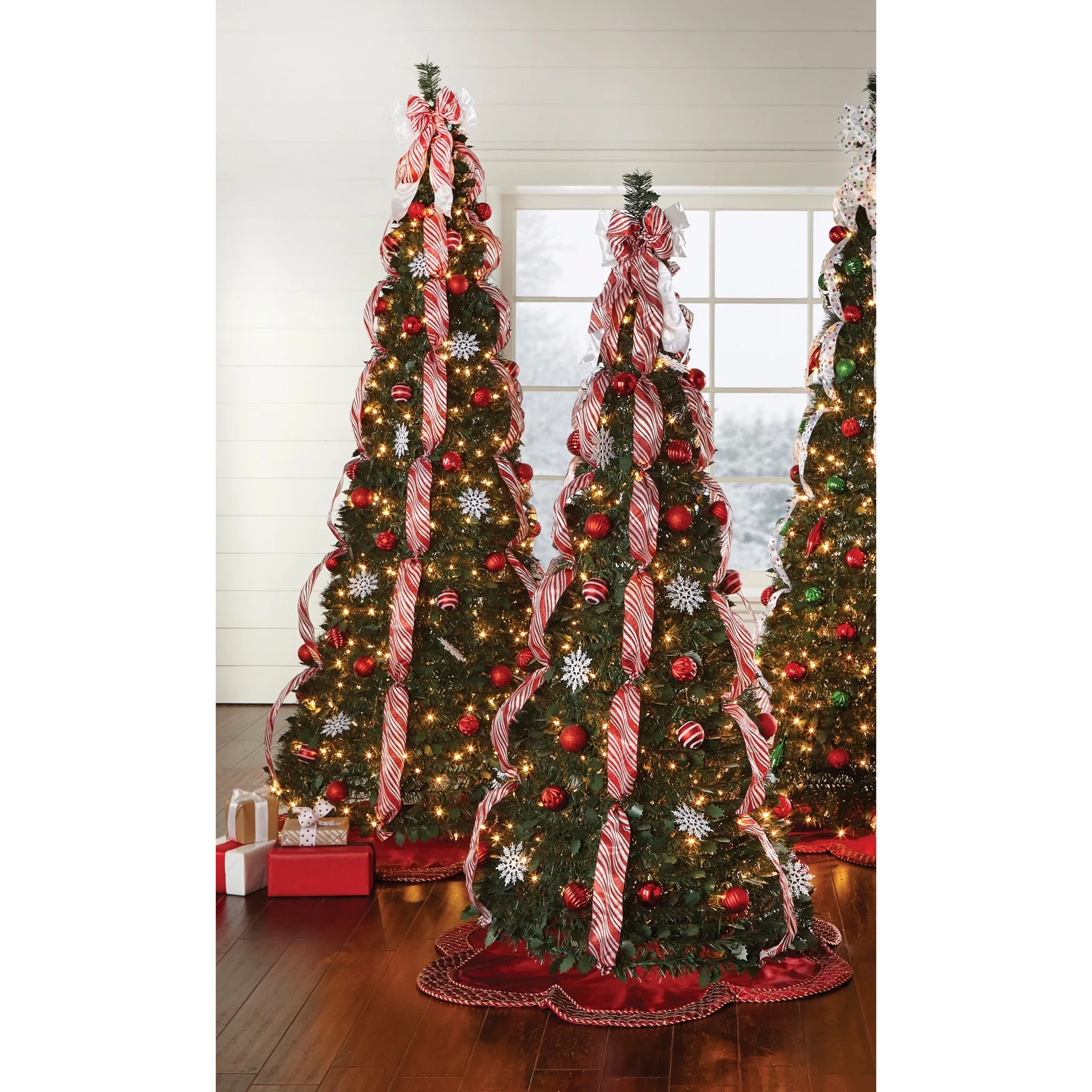 Brylanehome Christmas Fully Decorated Pre-Lit 6 Foot Pop-Up Christmas Tree, Red White