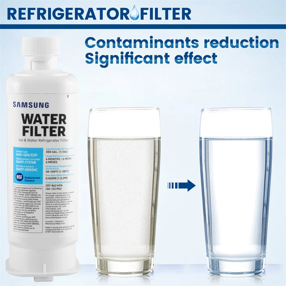 4 Pack Refrigerator Water Filter DA97-17376B (HAF-QIN/EXP) DA97-08006C (with Magnetic Tag)