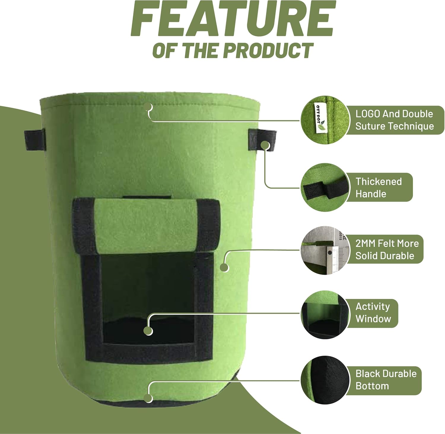 Grow Bags Pack of 3-10 Gallon Heavy Duty Non Woven Fabric Planter Bags. Planting Garden Pots with Sturdy Handles & Large Harvest Window - Growing Potato, Carrot, Onion, Radish, Taro, Peanuts