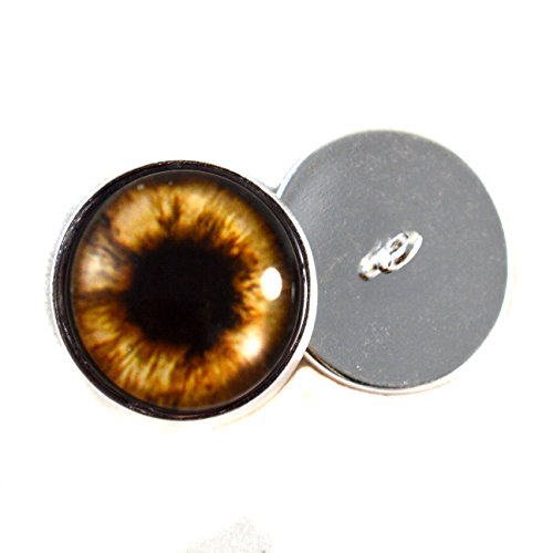 Brown Teddy Bear Glass Eye Cabochons Sew On Glass Eyes Buttons with Loop for Crocheted Stuffed Animal Soft Sculptures or Jewelry Making Crafts and Other Crafting (10mm)