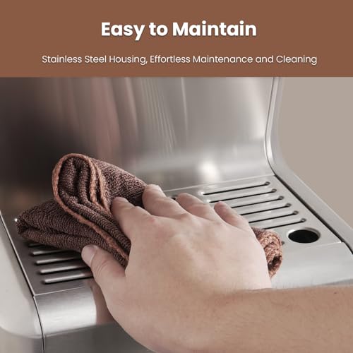 Gevi EzBru 1000 Commercial Espresso Machine, Barista Espresso Maker with Adjustable Temperature and Shot Volume, 2.2L Large Tank, Stainless Steel Cappuccino Latte Machine with Milk Frother Steam Wand