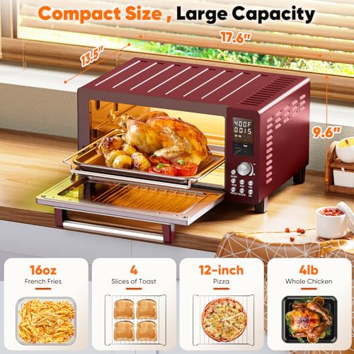 Nuwave Bravo Pro Smart 21QT Toaster Oven Air Fryer Combo, Convection Oven Countertop, 10 functions all in 1, with even & quick crisp technology, 50-450°F, 1800W, Mint Green