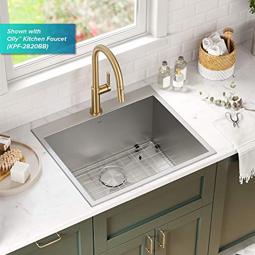 KRAUS Standart PRO 22-inch Drop-In Top Mount 16 Gauge Stainless Steel Single Bowl Laundry Utility Sink, KHT301-22L