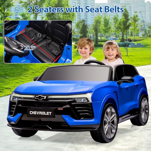 2 Seater Ride On Car for Kids, Licensed Chevrolet 24V 7AH Ride On Toys with Parent Remote Control, Kids Electric Vehicles Battery Powered Cars for Toddlers, Spring Suspension, LED Lights