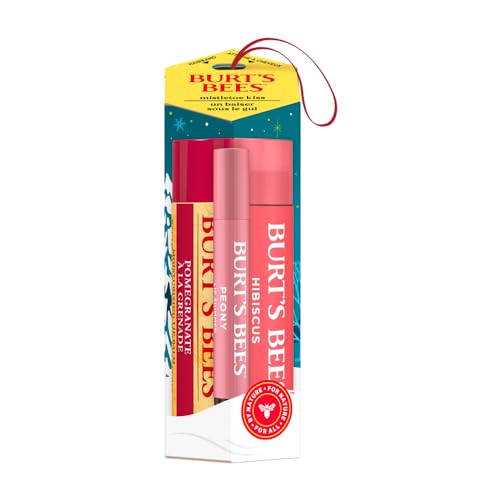 Burt's Bees Christmas Gifts, 4 Lip Balms Stocking Stuffers Products, Beeswax Bounty Fruit Mix - Watermelon, Pomegranate, Dragonfruit Lemon & Sweet Peach (4-Pack)