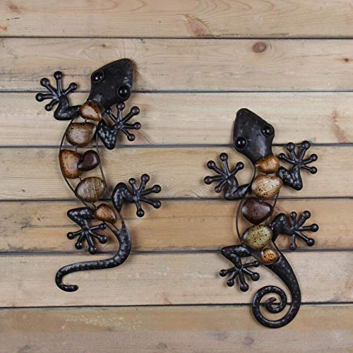 Home Metal Wall Decor, Wall Decor Sculptures Home Decor Metal Gecko Wall for Garden Decoration Outdoor Statues Accessories Sculptures Farmhouse Wall Art Home Decor Wall Decor Hanging Decorations ( Col