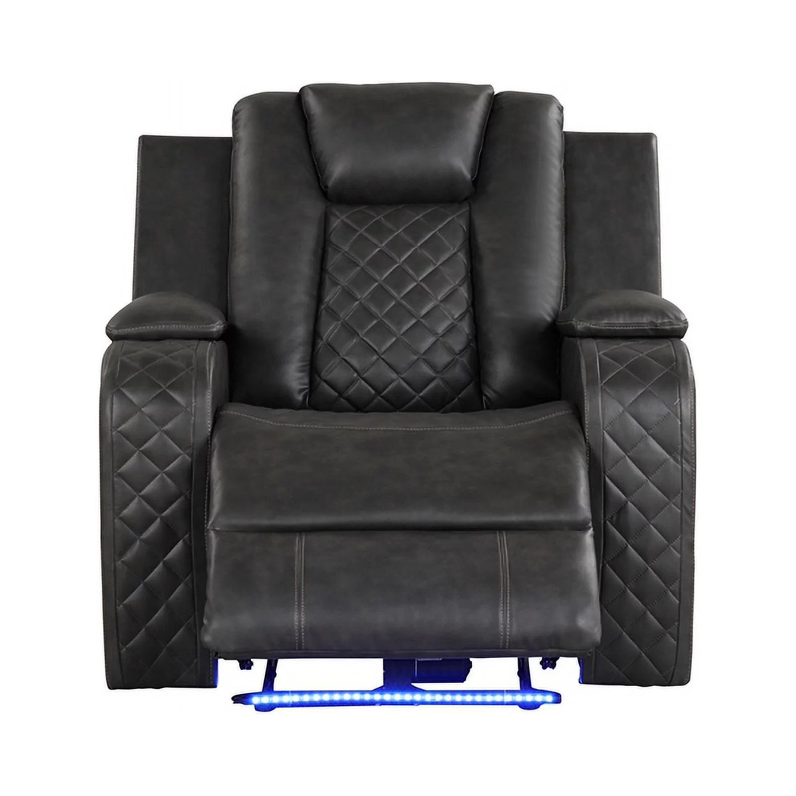 Benz LED & Power Recliner 3 PC Made With Faux Leather in Gray