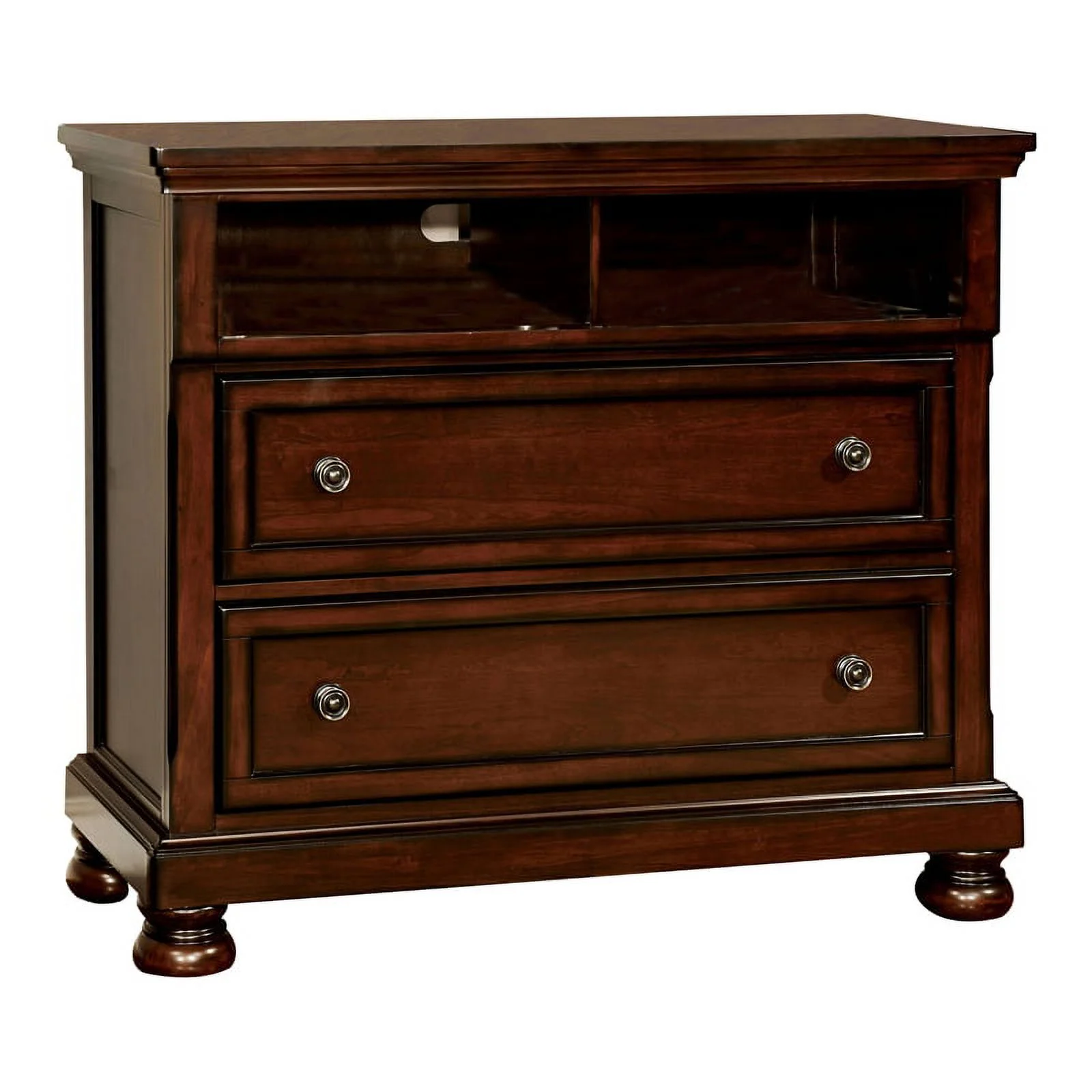 Furniture of America Caiden 2-Drawer Wood Media Chest in Dark Cherry