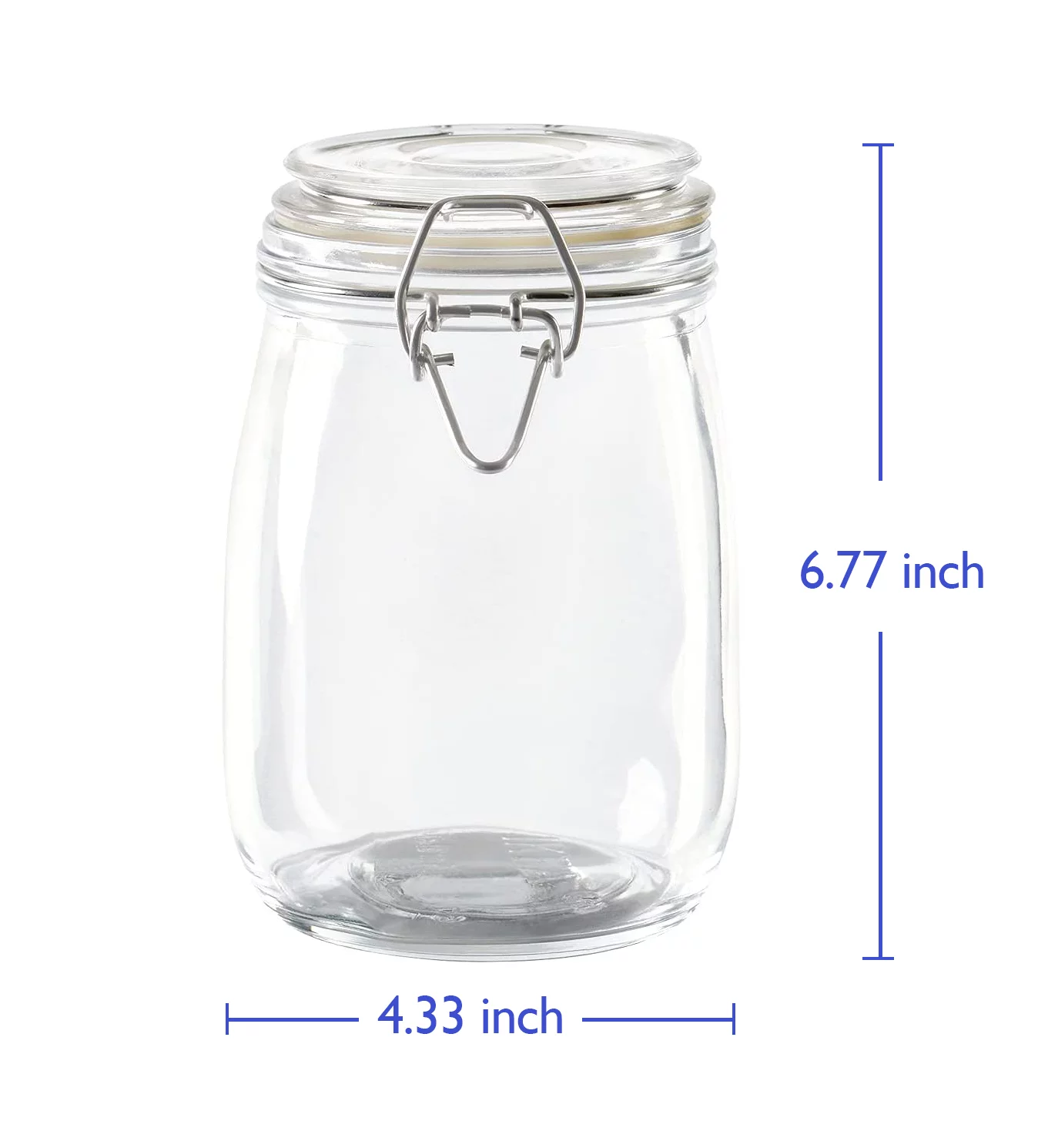 34oz Glass Jars with Airtight Lids, Wide Mouth Mason Jars with Leak Proof Rubber Gasket, Kitchen Glass Airtight Containers for Snacks, Jams, Candy, Cookie, Food Storage, 4 Pack