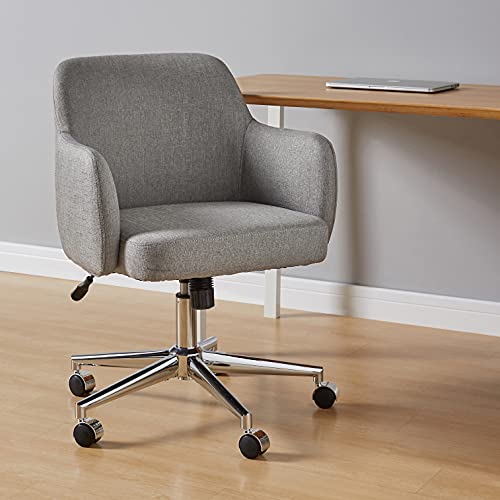 Amazon Basics Modern Home Office Desk Chair with Smooth-Rolling Wheels, Adjustable Height, 360 Degree Swivel, Light Gray