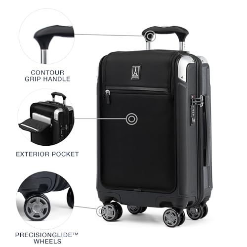 Travelpro Platinum Elite Hardside Expandable Carry on Luggage, 8 Wheel Spinner, TSA Lock, Hard Shell Polycarbonate Suitcase, Metallic Sand, Compact Carry on 20-Inch