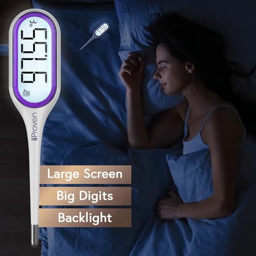 iProven Basal Body Thermometer with Backlight & Big Digits, 1/100 Degree High Precision, BBT for Ovulation Tracking, 30 Memory Recall, Accurate Fertility Temperature Tracker