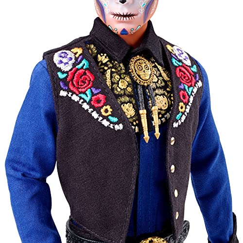 Barbie Signature Fashion Doll, 2022 Día De Muertos Ken Collectible Wearing Shirt, Vest & Sombrero with Calavera Face Paint