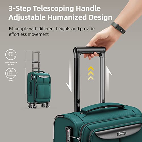 SHOWKOO Luggage Sets 3 Piece Softside Expandable Lightweight Durable Suitcase Sets Double Spinner Wheels TSA Lock Armygreen (20in/24in/28in)