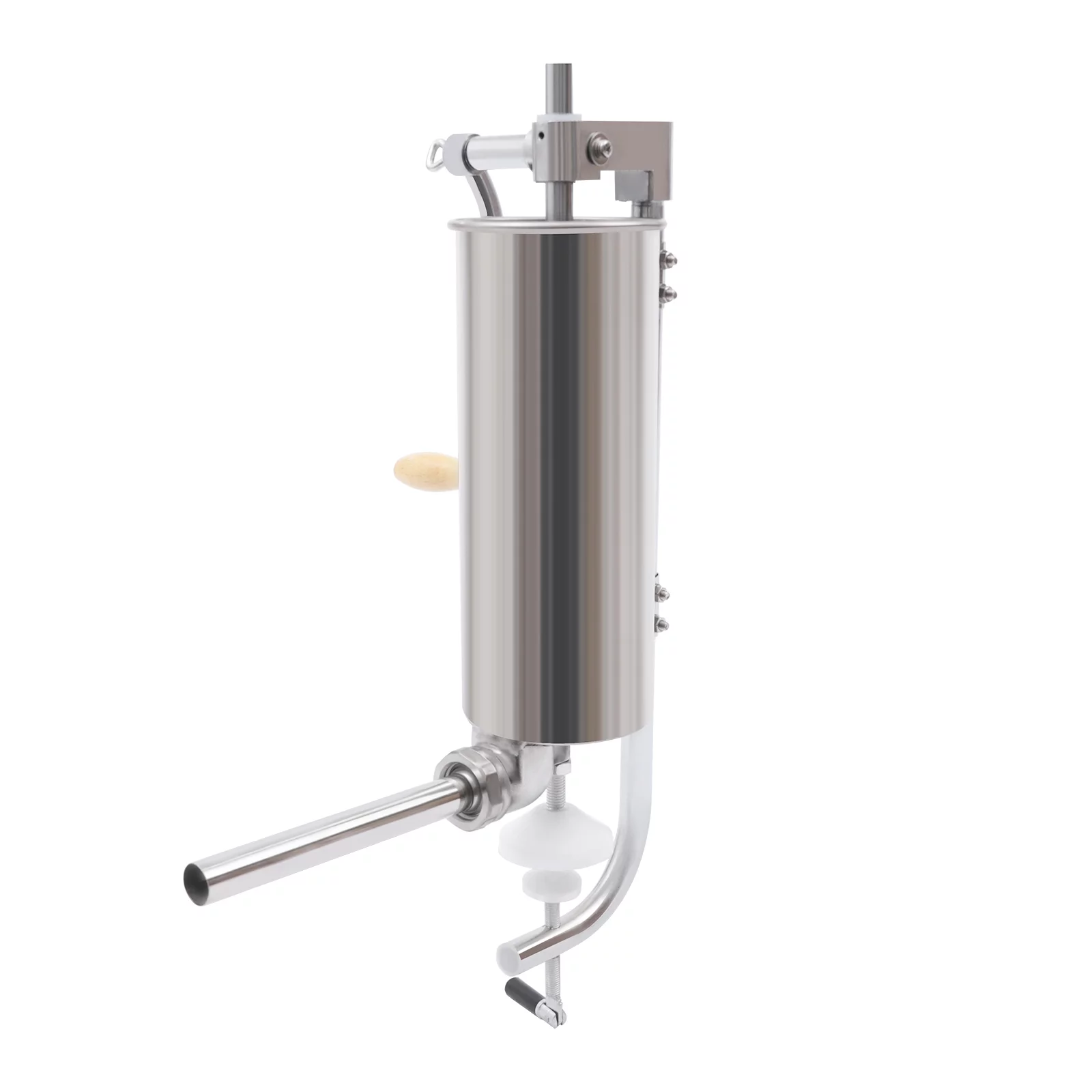 Oukaning anual Sausage Stuffer Maker 6LBS/3L Stainless Steel Vertical Sausage Maker 4 Tubes Home/Commercial Use