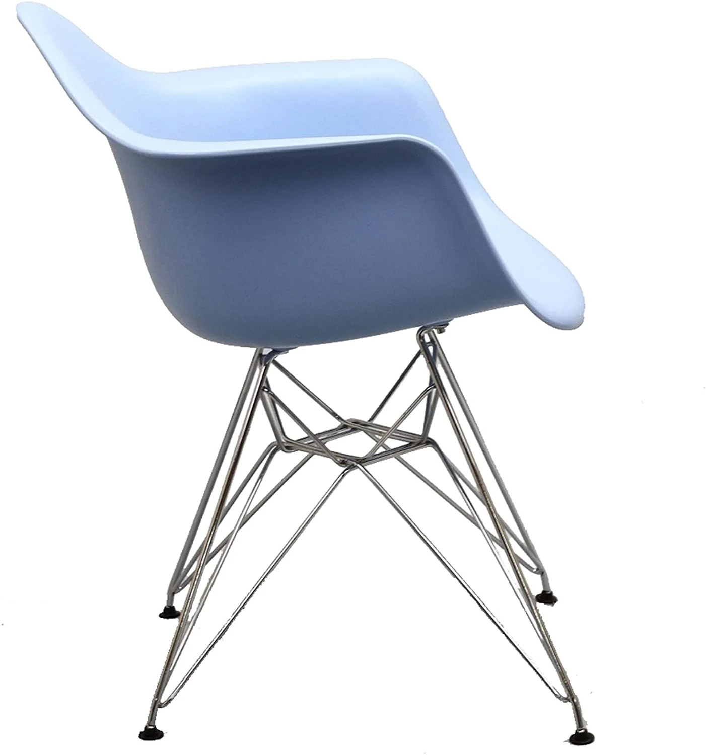 WANHUI Paris Mid-Century Modern Molded Plastic Dining Armchair with Steel Metal Base in Blue