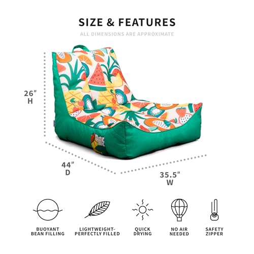 Big Joe Captain's Float No Inflation Needed Pool Lounger, Double Sided Mesh, Quick Draining Fabric