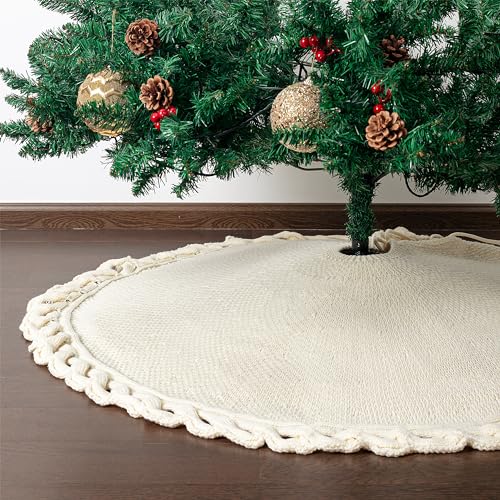 Mr. Pen- Christmas Tree Skirt 48 inches, Knitted Christmas Skirt Tree, Xmas Tree Skirt