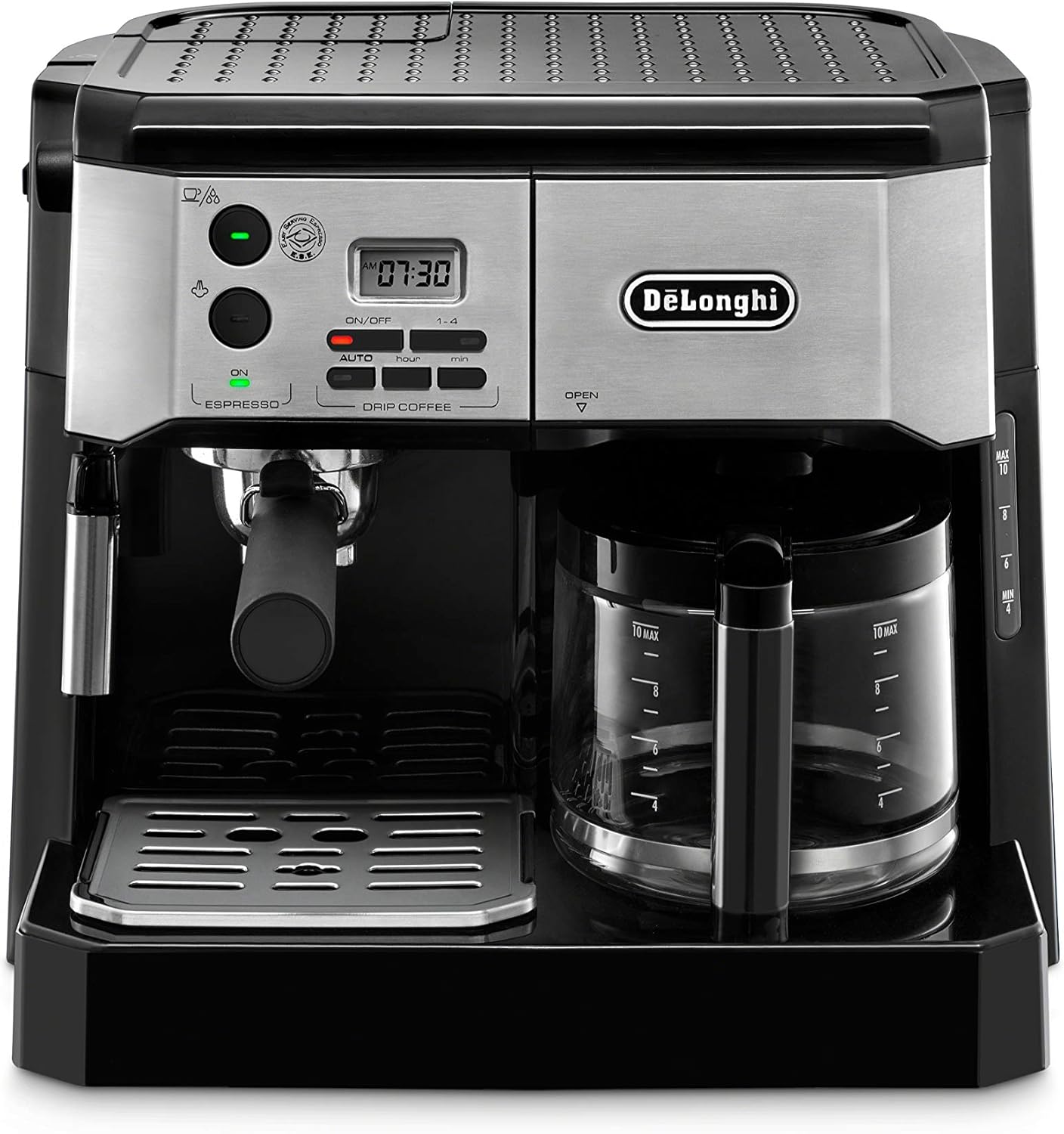 De'Longhi BCO430BM All-in-One Combination Maker & Espresso Machine + Advanced Milk Frother for Cappuccino, Latte & Macchiato + Glass Coffee Pot 10-Cup