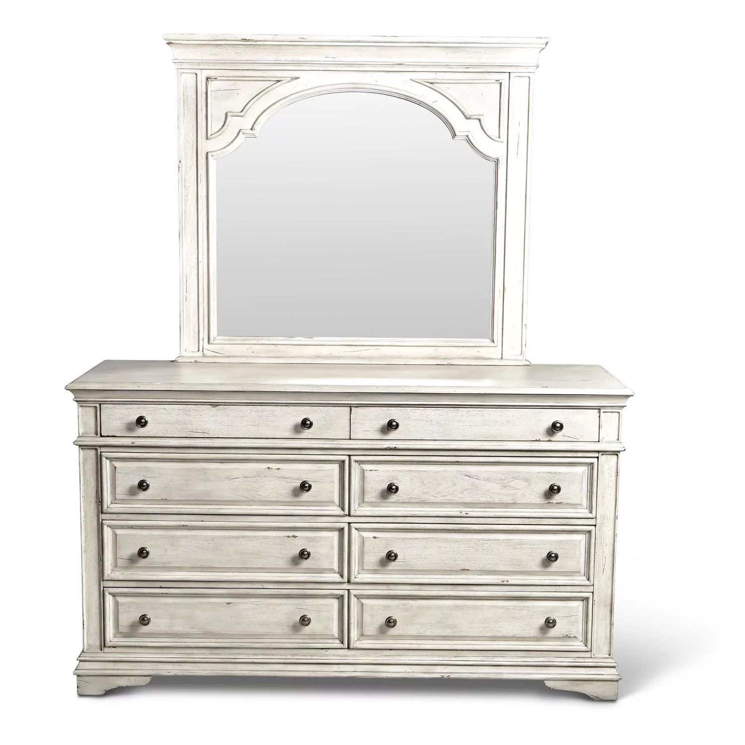 Highland Park Rustic Ivory Wood 8-drawer Dresser and Mirror