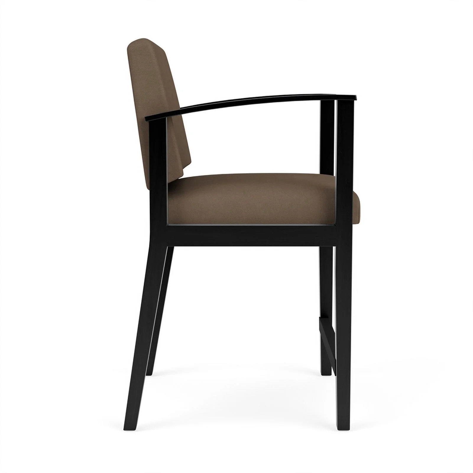Lesro Amherst Wood Reception Hip Chair in Black/Castillo Brown