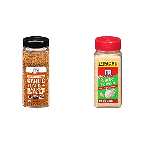 McCormick Garlic and Onion, Black Pepper and Sea Salt All Purpose Seasoning, 14.7 oz & Classic Garlic Powder, Value Size, 8.75 Oz